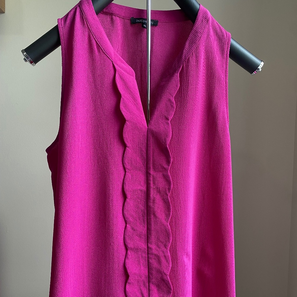 Papermoon Scallop Sleeveless Top - Fuchia (hot pink)